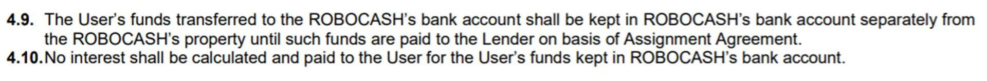 clause 4.9 robocash