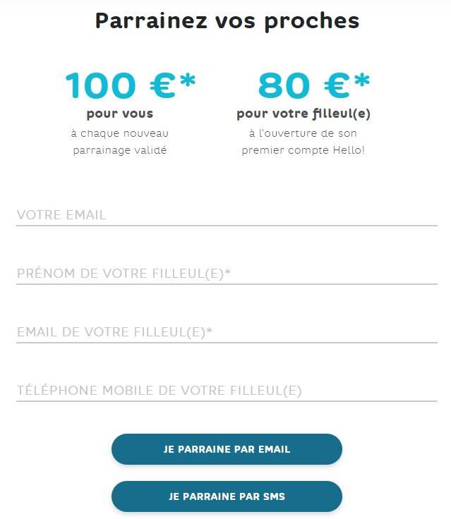 Processus de parrainage Hello Bank